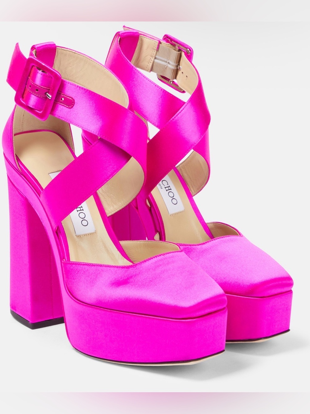 JIMMY CHOO Gaia satin platform pumps